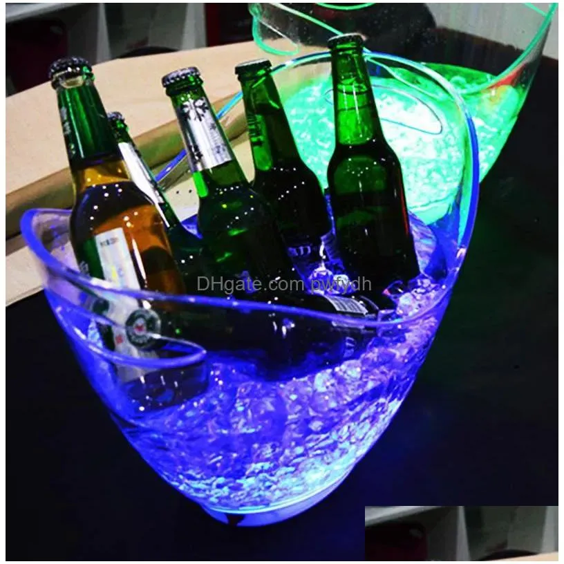 whole chargeable led ice bucket 4l large champagne beer wine cooler ice holder singlecolorful changing lighted led ice tub