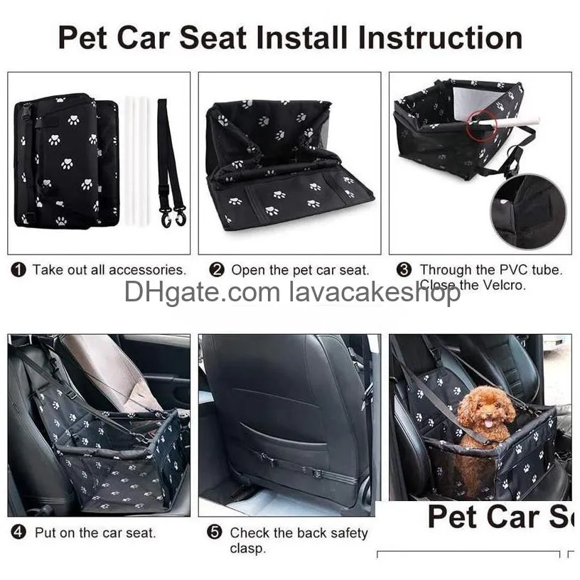 Dog Car Seat Covers Dog Car Seat Ers Puppy Portable Pet Booster Cars With Clip-On Safety Leash And Pvc Support Pipe Anti-Collapse Dogs Dh2Cp