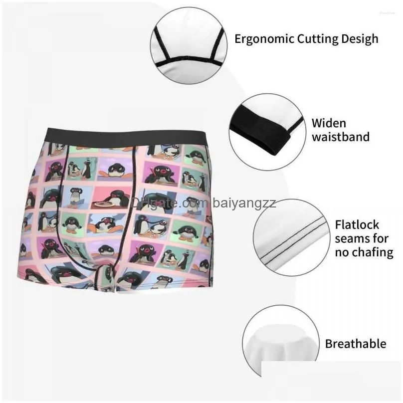 underpants pingu sad chronic illness sticker set panties shorts boxer briefs male underwear homme