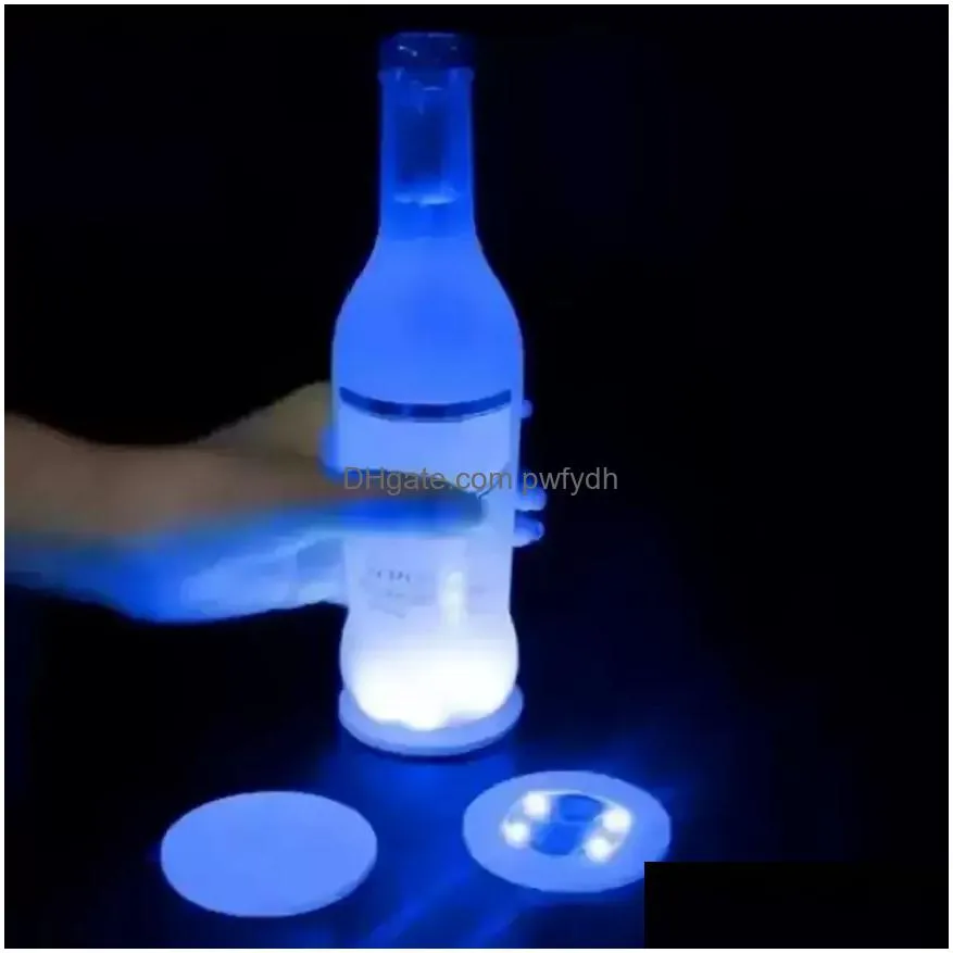  blinking glow led bottle sticker coaster lights flashing cup mat battery powered for christmas party wedding bar vase decoration light