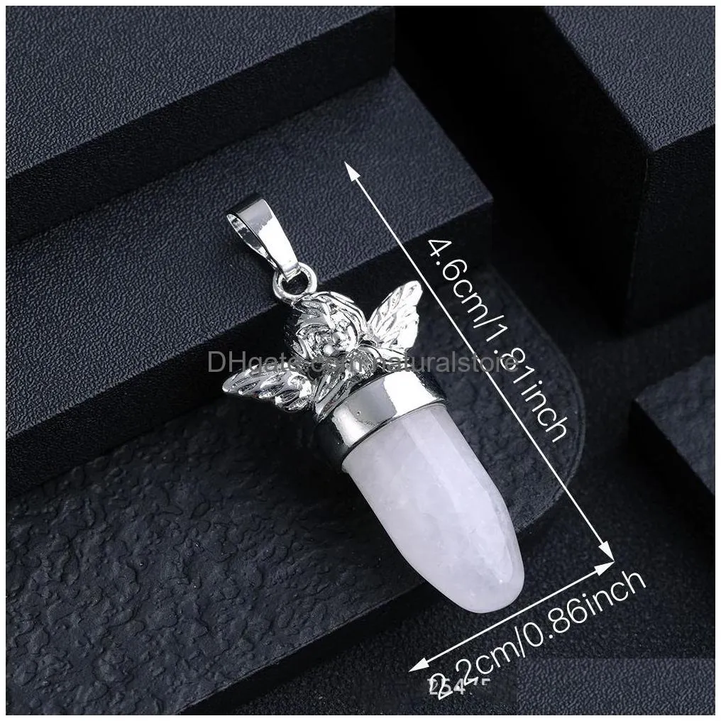 Charms Angel Charms Shape Cone Stone Healing Crystal So Pendum For Dowsing Divination Quartz Pendant Drop Delivery Jewelry Jewelry Fin Dhduf