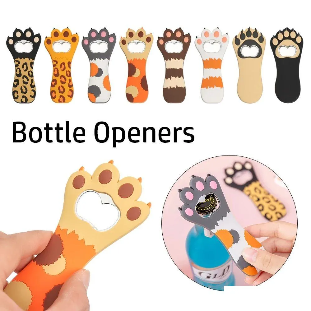 modelo bottle opener silicone cat claw design soda beer bottle cap opener multifunction cartoon fridge magnet kitchen bar tools