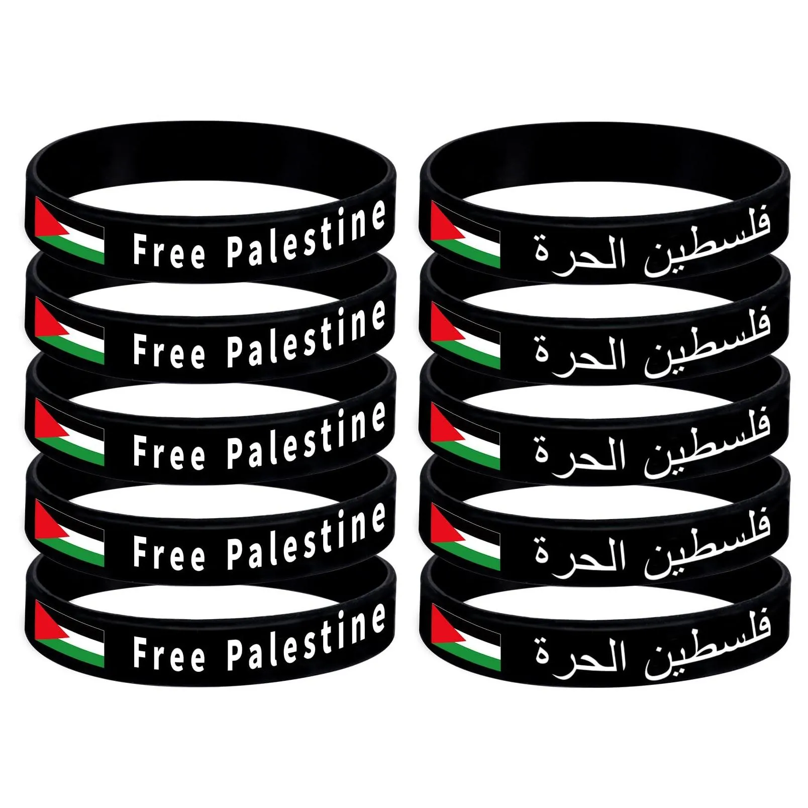 Identification Palestine Flag Bracelet 5/10/20/30/50/100 Pcs Wristbands For Men Women Support Save Gaza Drop Delivery Jewelry Bracelet Dhcvl