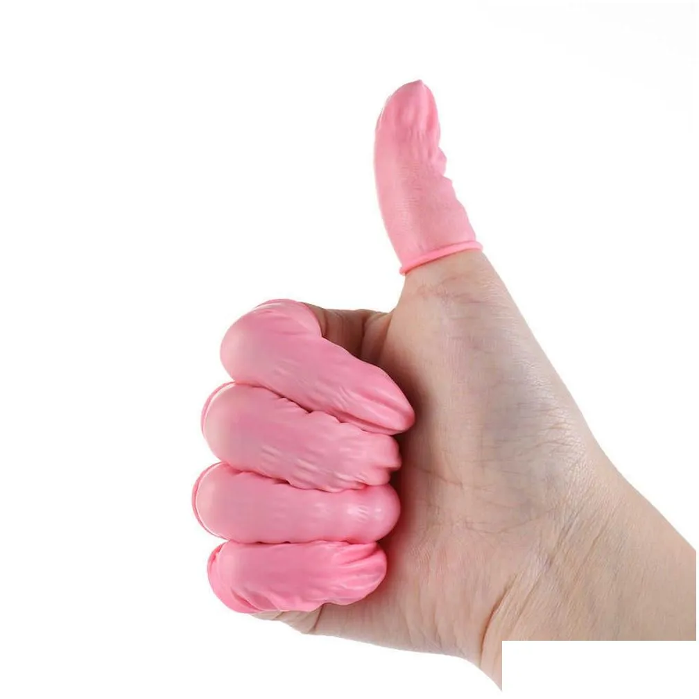 wholesale 100Pcs Disposable Fingertips Protector Gloves Natural Rubber Non-slip Anti-static Latex Finger Cots Fingertips Durable Tool