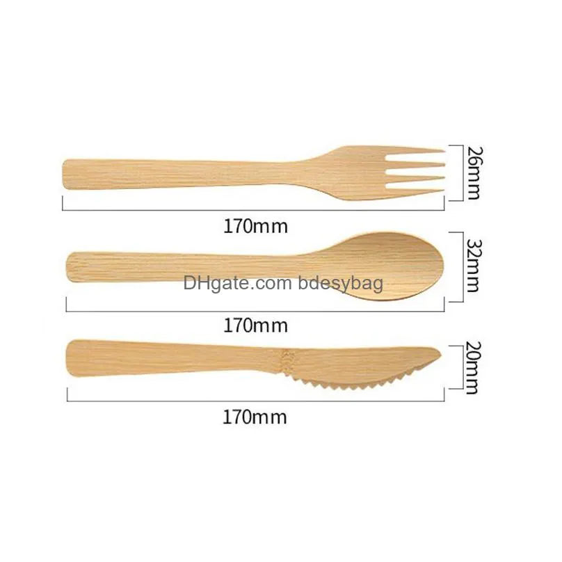 3pcs/set ecofriendly japanese portable cutlery set bamboo dinnerware set knife fork dinner tableware set lx2941