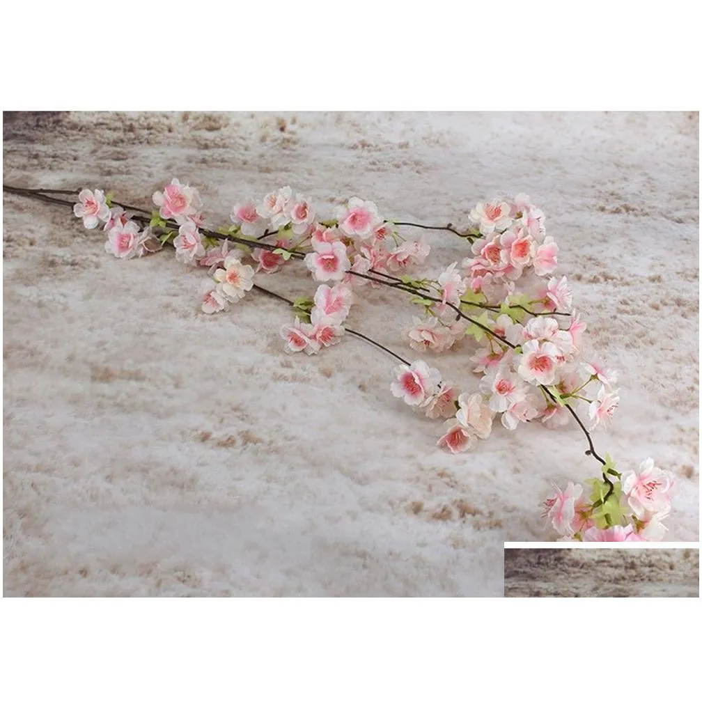 135cm Fake Cherry Blossom Tree 4 fork Sakura Branch Artificial Flower Silk Wedding Background Wall Decoration Flowers