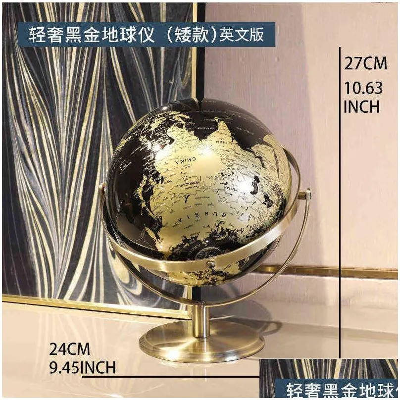 metal accessories large world globe map for home table desk ornaments christmas gift office decoration 220112