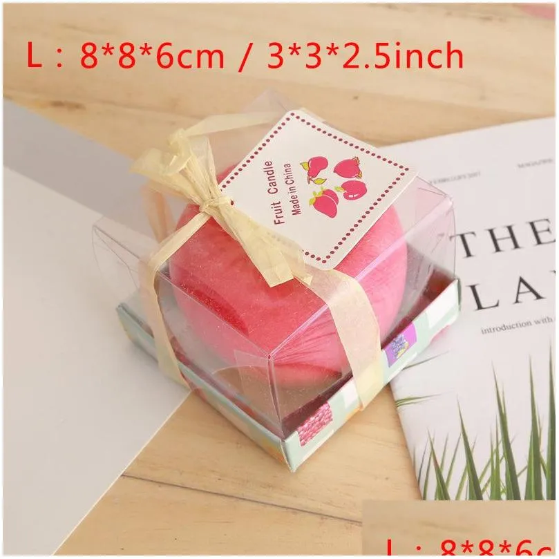 S/M/L Red  Candle With Box Fruit Shape Scented Candles Lamp Birthday Wedding Gift Christmas Party Home Decoration Wholesale