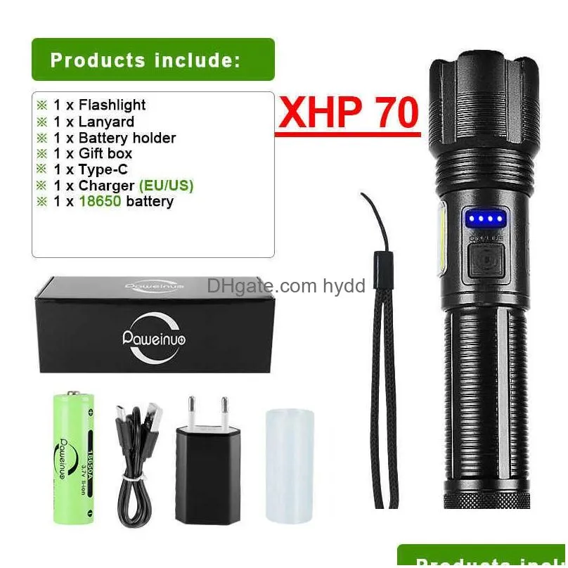 flashlights torches 50000000 lumens led flashlight super bright rechargeable torch light powerful flashlight self defense camping work flash light