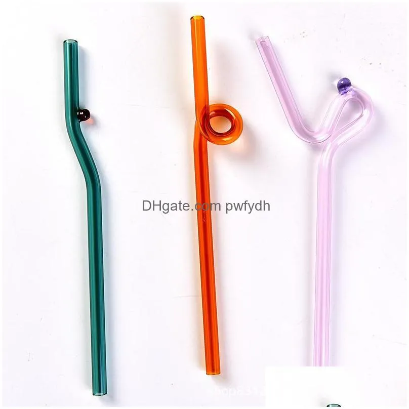creative eco glass drinking straws special shaped high temperature resistant milk cocktail fruit juice beverage straw c0612g03