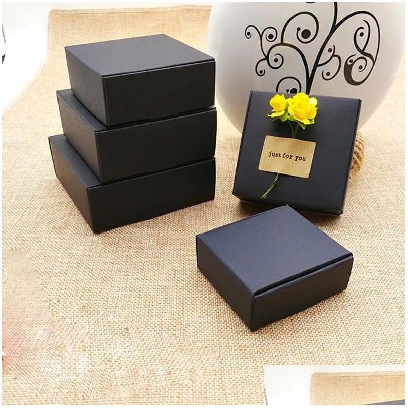 white/black/brown kraft craft paper jewelry pack boxes small gift box for biscuits handmade soap wedding party candy packaging box