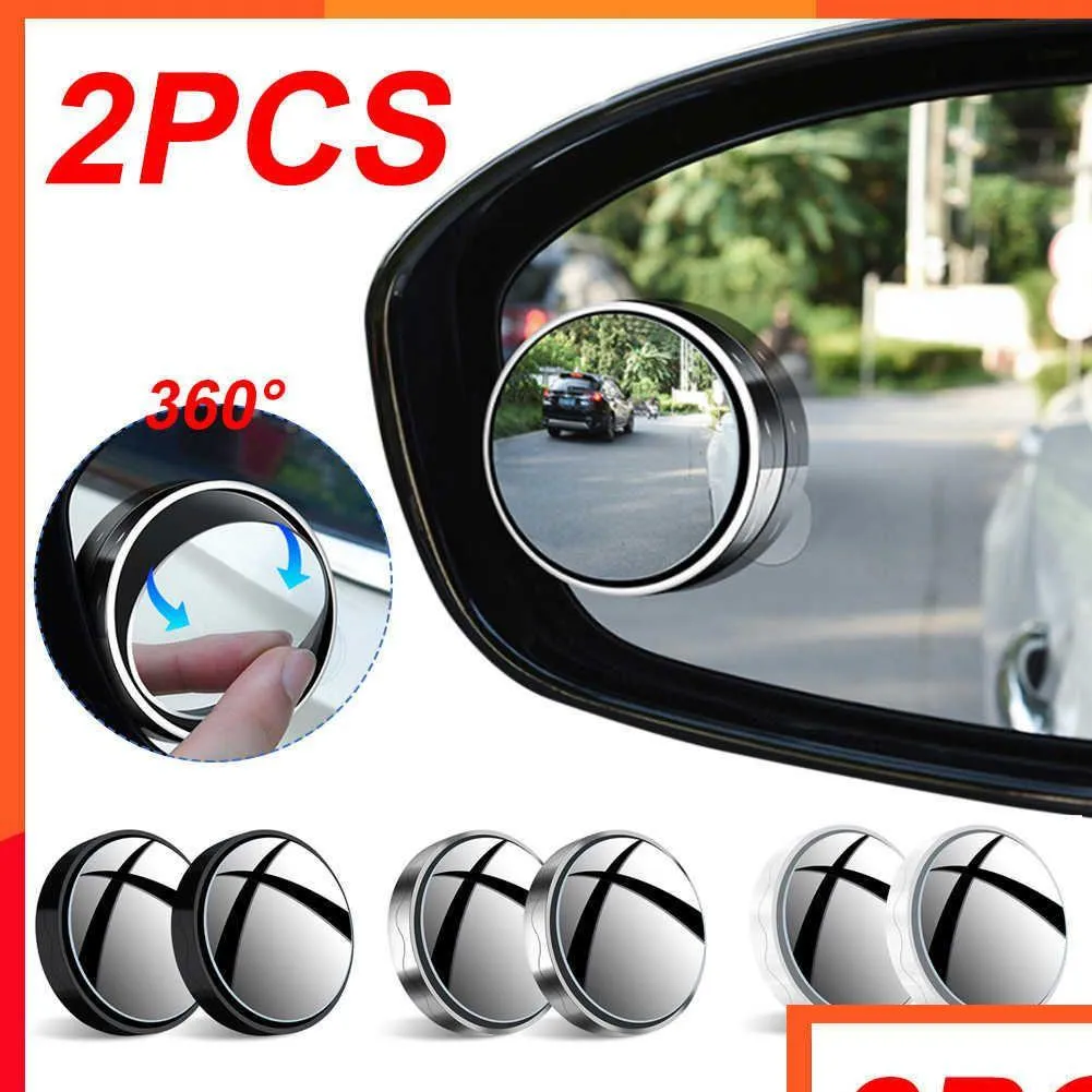 New 360ﾰ Adjustable Car Blind Spot Mirror Safety Driving Wide Angle Rearview Mirror Auxiliary Round Frame Clear Car Rear View