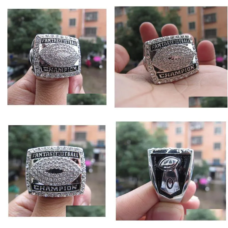 Cluster Rings Fantasy League Football Ffl Championship Ring Men Fan Souvenir Gift Wholesale Drop Drop Delivery Jewelry Ring Dhip9