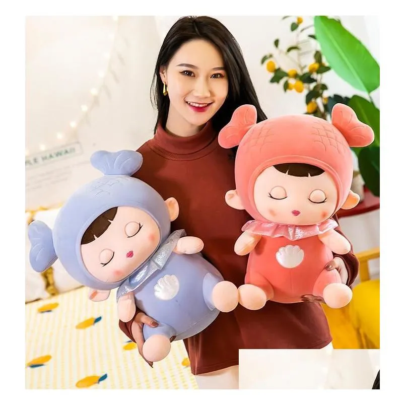 high quality Cute Cartoon Mermaid Angel Doll Plush Toy Bed Pillow Children`s Toys Soothing Baby Birthday Gift Sofa decoration Wedding holiday party dolls