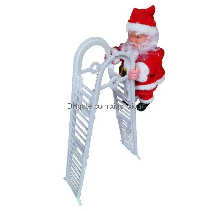 christmas santa claus electric climb ladder hanging decoration christmas tree ornaments funny year kids gifts party decor lj201128