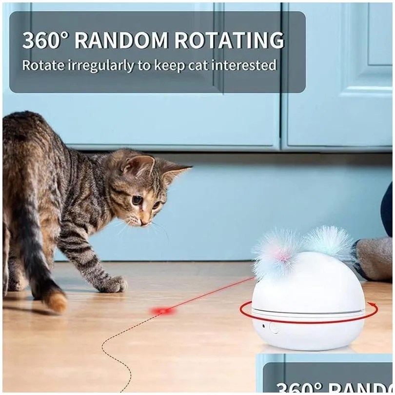 360 degrees rotating laser cat interactive toy electric robot teasing feather intelligent automatic s pet supplies 220510