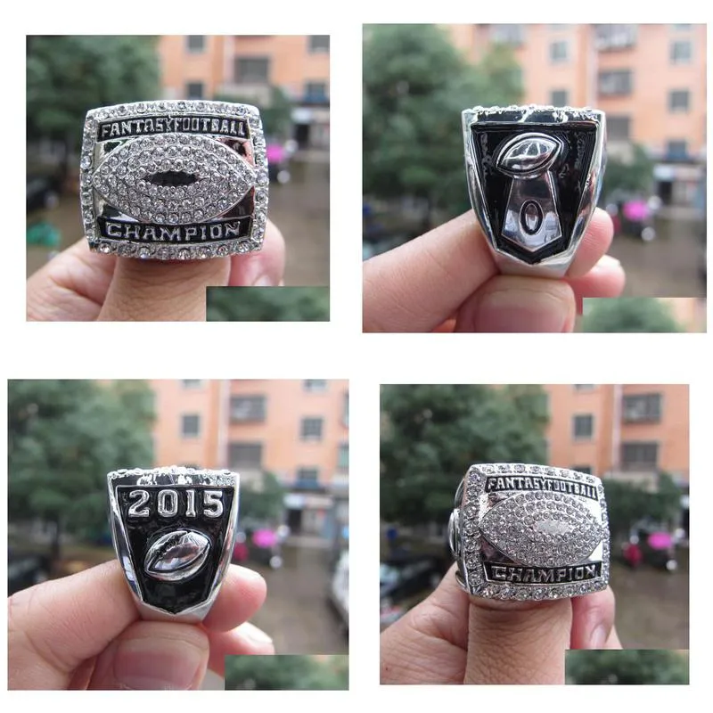 Cluster Rings Fantasy League Football Ffl Championship Ring Men Fan Souvenir Gift Wholesale Drop Drop Delivery Jewelry Ring Dhip9