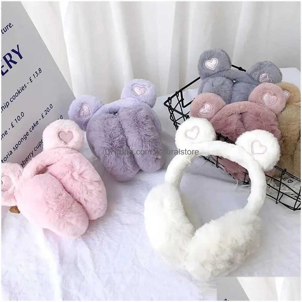 Ear Muffs Ear Muffs Bear Ears Winter Warm Earmuffs Plush Thick Soft Protect R231009 Drop Delivery Fashion Accessories Hats, Scarves Gl Dhad8