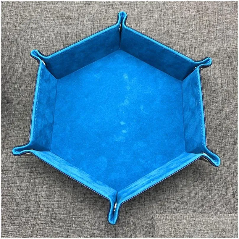 foldable hexagon dice tray decorative dice box for rpg dnd games dice pu leather storage decorative dish