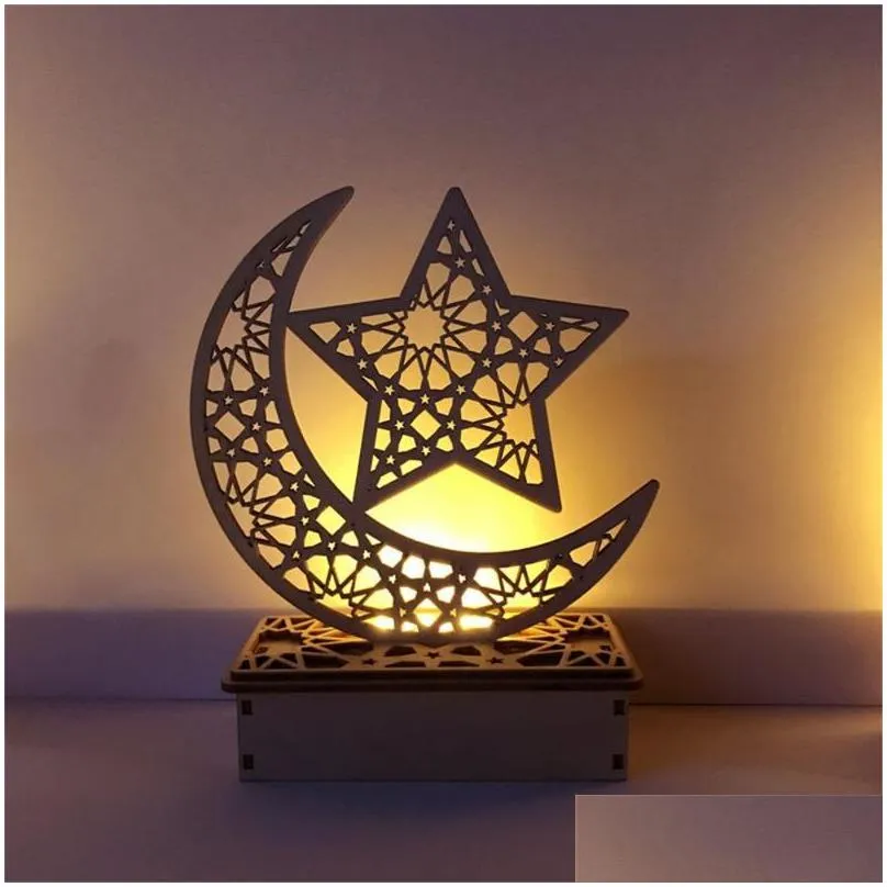 Party Decoration Ramadan Eid Mubarak Decorations For Home Moon Led Candles Light Wooden Plaque Hanging Decors Islam Muslim Event Party Dhyxs