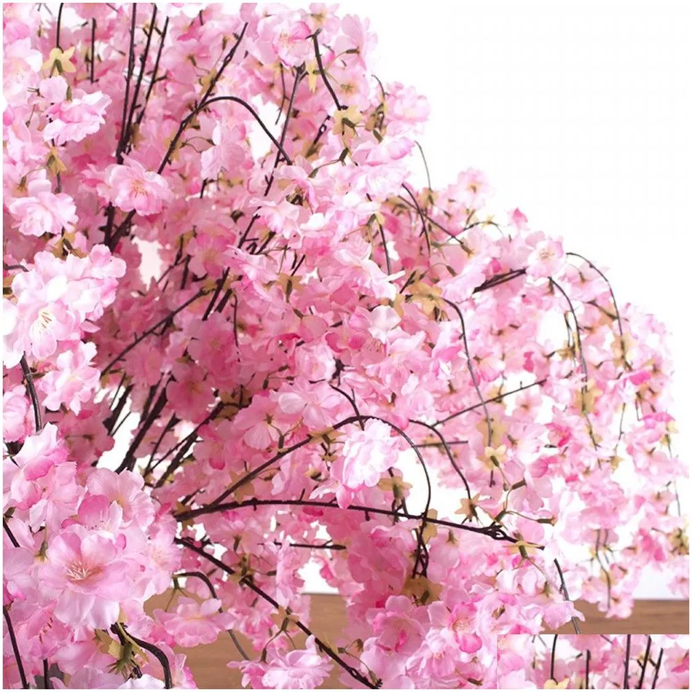 Home Decor 120CM Artificial Cherry Tree Landing Simulation Flower Ornaments Large Peach Tree Hotel Wedding Table Centerpieces Party Props