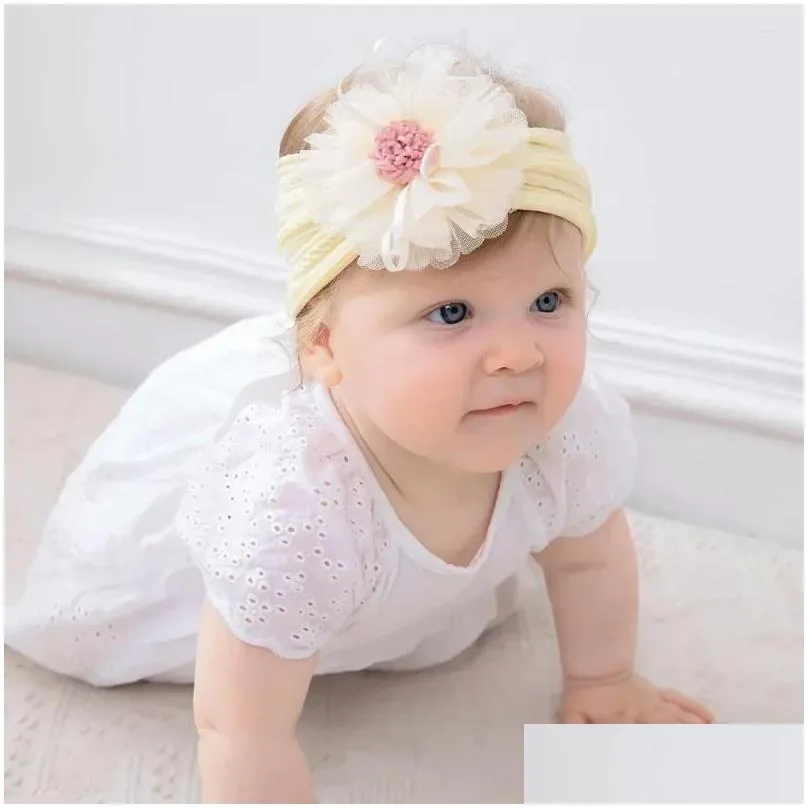 Hair Accessories Cute Baby Kids Headbands Head Band Head-wear Big Flower Princess Headdress Turban For Girls Toddlers 0-3Y
