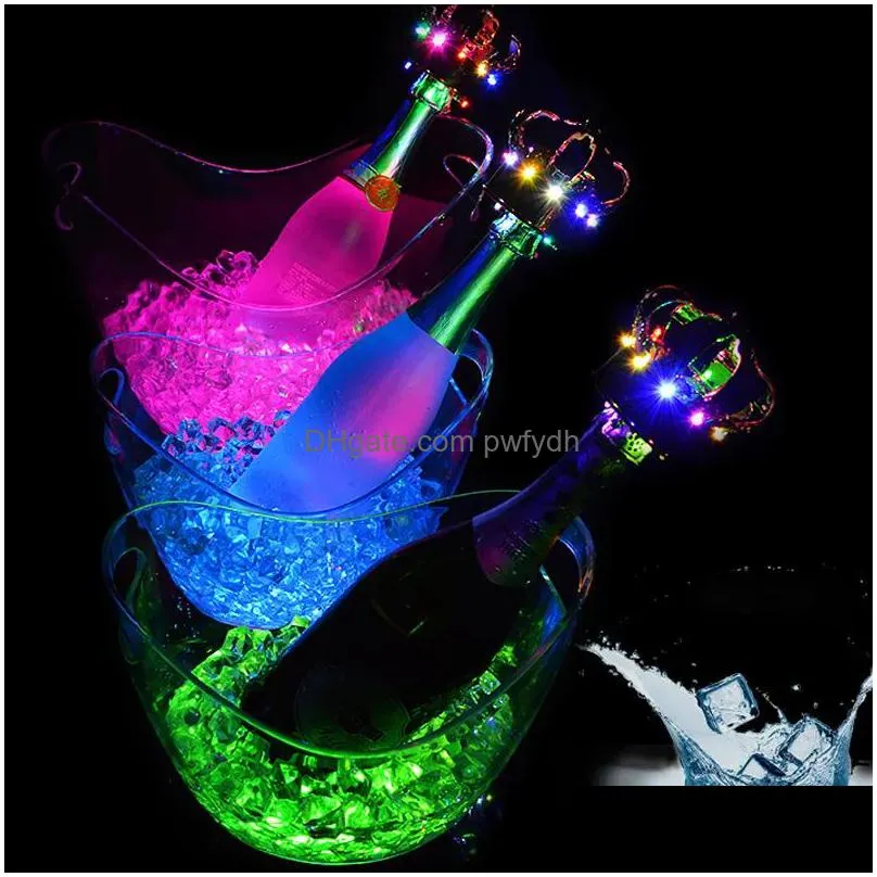 whole chargeable led ice bucket 4l large champagne beer wine cooler ice holder singlecolorful changing lighted led ice tub