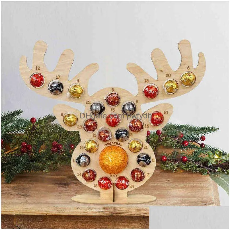 year christmas wooden advent calendar chocolate holder countdown for elk for xmas 211105