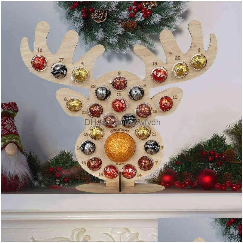 year christmas wooden advent calendar chocolate holder countdown for elk for xmas 211105