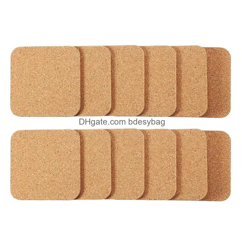 blank cork coasters square cup mat heat insulation coasters for home diy tableware decoration durable coaster lx4784