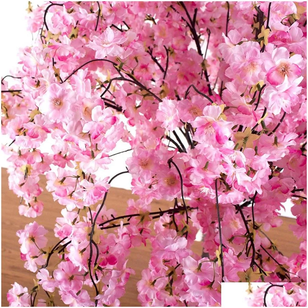 Home Decor 120CM Artificial Cherry Tree Landing Simulation Flower Ornaments Large Peach Tree Hotel Wedding Table Centerpieces Party Props