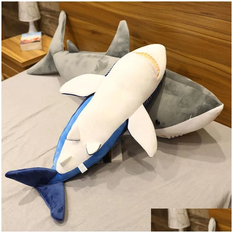 Plush Dolls Big Size Soft Toy Plush Simation Shark Stuffed Toys Slee Cute Pillow Cushion Animal Gift For Children 220409 Drop Delivery Dhsxq