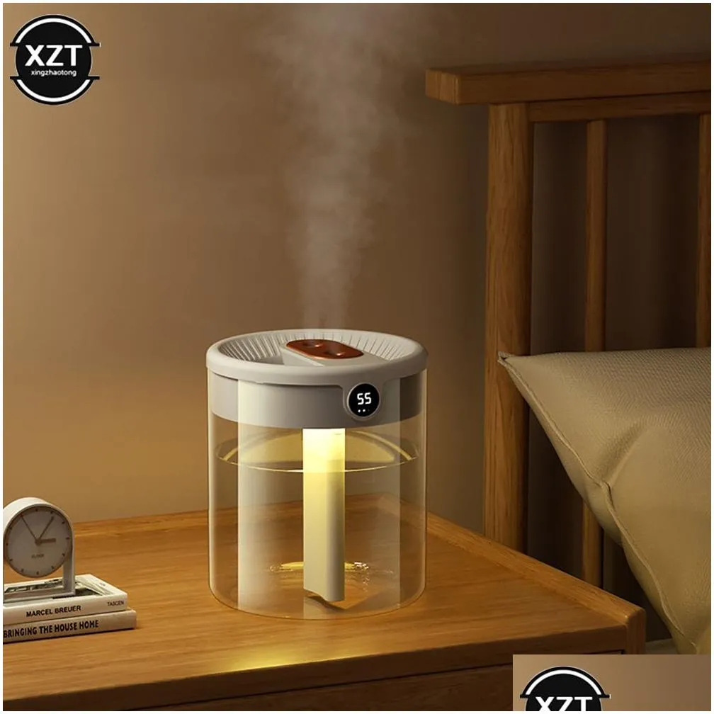 Other Home Garden Humidifiers 2L double nozzle air humidifier with LCD humidifier large capacity aromatic oil diffuser suitable for family bedroom