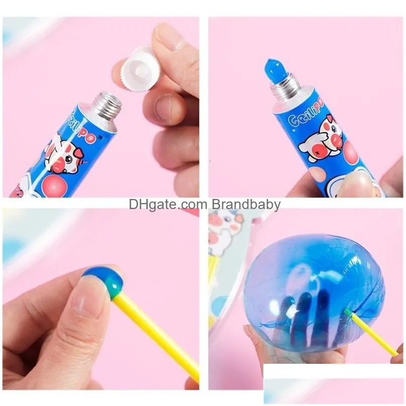 Novelty Games Novelty Games Magic Bubble Glue Toy Blowing Colorf Ball Plastic Balloon Won T Burst Safe For Kids Boys Girls Gift 230209 Dhyh4