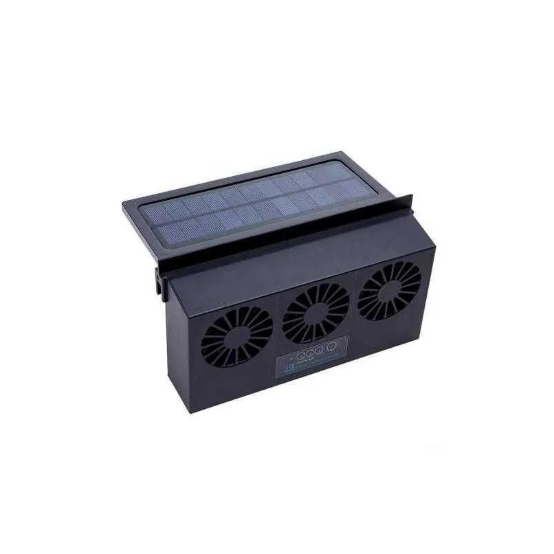 New New USB Exhaust Mini Fan Radiator Super Mute Cooler for Auto Car Window Solar Powered Air Vent Cool Ventilation