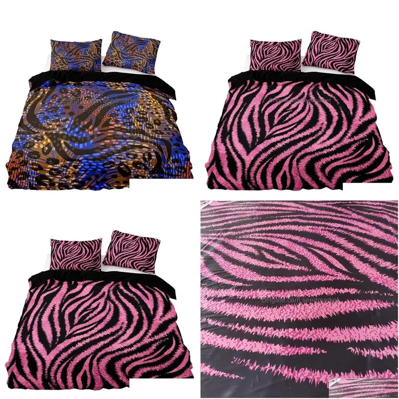 bedding sets american style set 240x220 pink leopard pattern duvet cover with pillowcase single double king comforter bed 231121