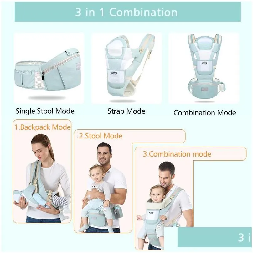 Carriers, Slings & Backpacks Portable Baby Sling Hip Seat Carrier 0-36M Waist Stool Borns Ergonomic Comfortable Backpack Front Facing