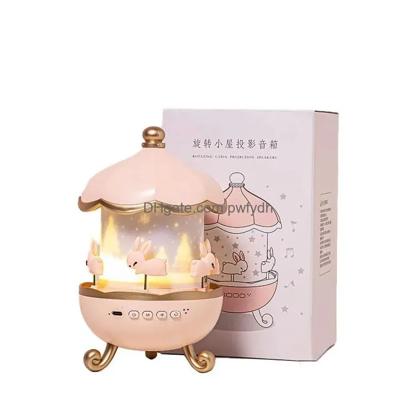 novelty items rechargeable bluetooth ser star projector light rotatable rabbit night full lamp gift for kids girl girlfriend 231017
