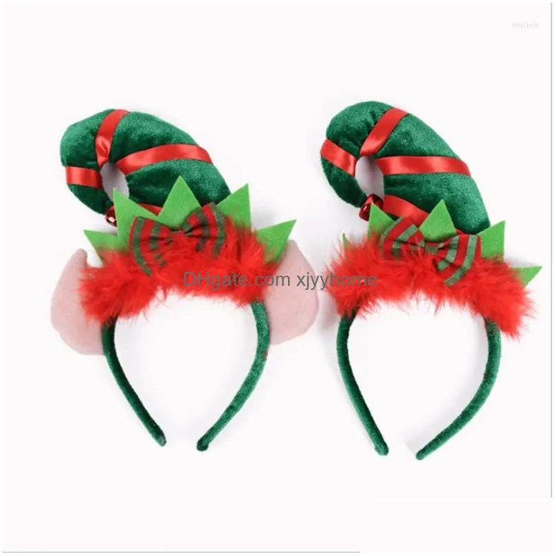 Christmas Decorations Christmas Decorations Decoration Party Red Feather Elf Hat Headband Gift Childrens Hair Accessories 2022 Year Na Dhfet