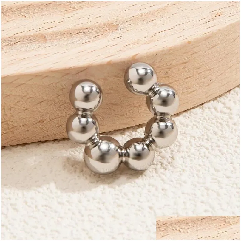 Backs Earrings Small Ball Ear Clip Without Pins For Women Trendy Statement Single Earring Accessories 2023 Fashion Jewelry Female Gift