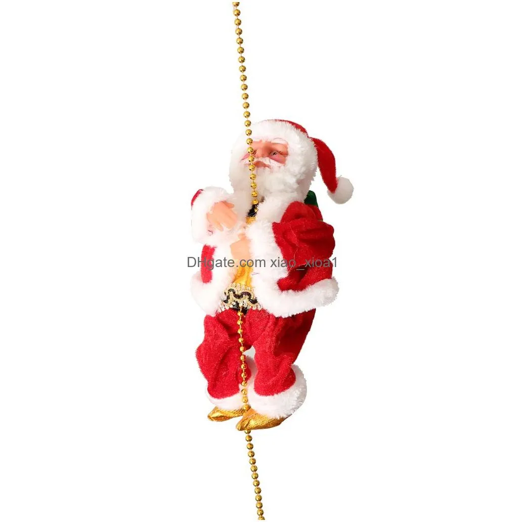 christmas santa claus electric climb ladder hanging decoration christmas tree ornaments funny year kids gifts party decor lj201128