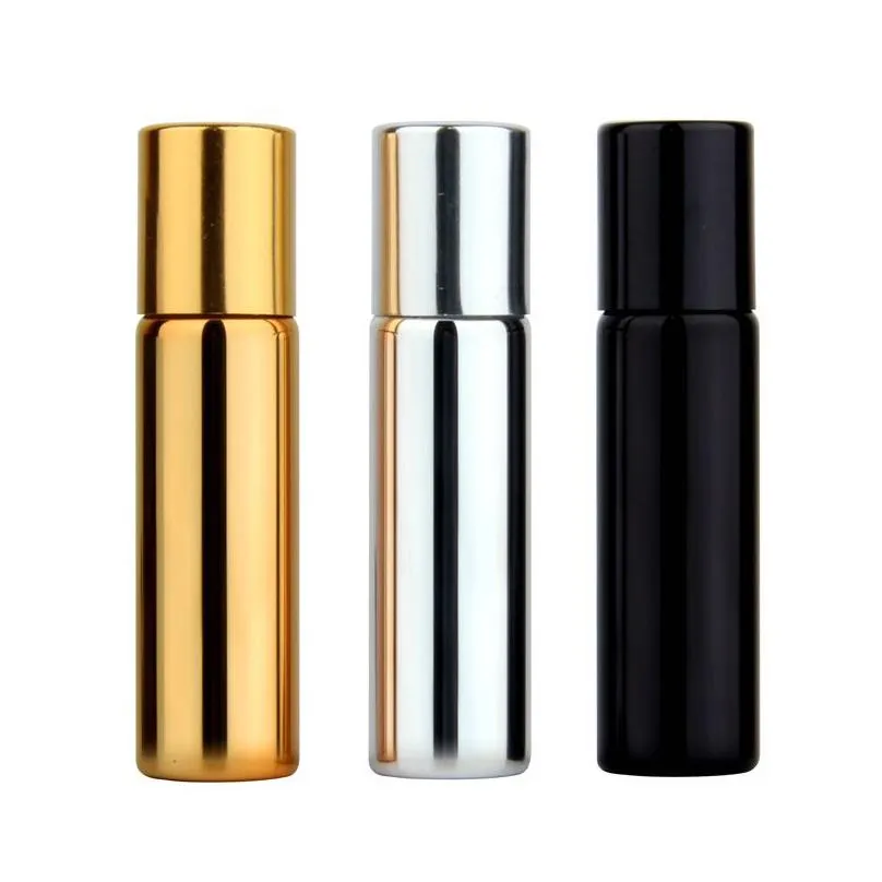 wholesale 10ML Electroplated Glass Roller Bottles Perfume Bottle Press-packed Travel Portable Shading Small Sample Bottles