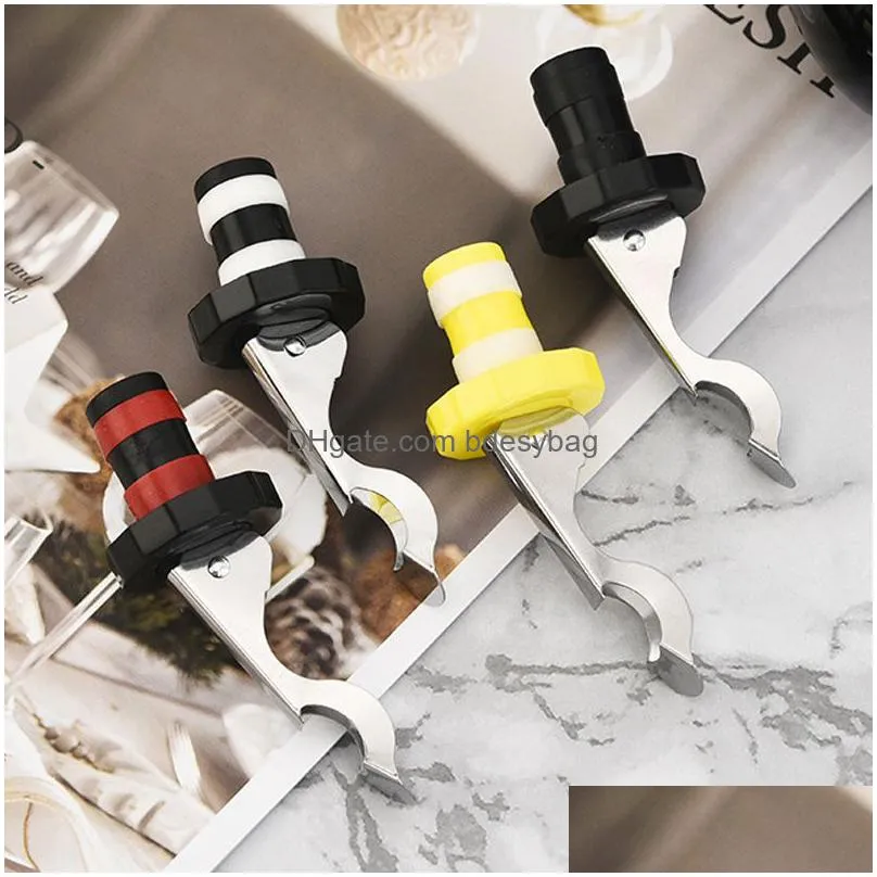 multifunctional beer red wine tool stainless steel bottle opener silicone cork wine stopper creative kitchen accessories lx5309