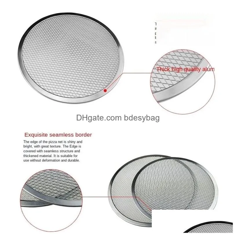 non stick pizza screen pan baking tray metal net new seamless aluminum metal net bakeware kitchen tools pizza lx5150