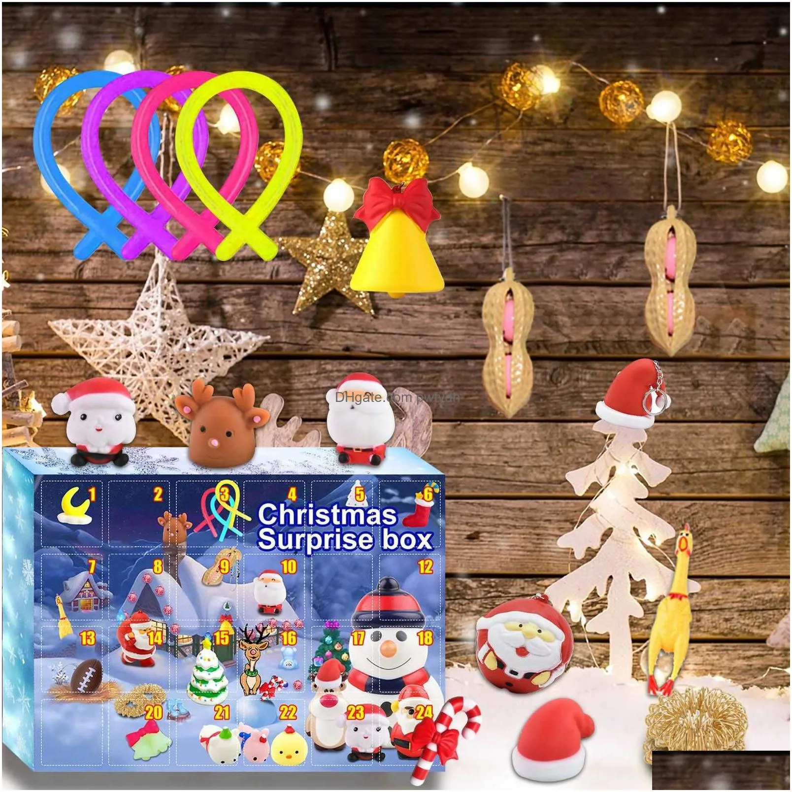 christmas advent calendar for kids holiday countdown with 24 pcs micro lovely silicone doll key ring 211021