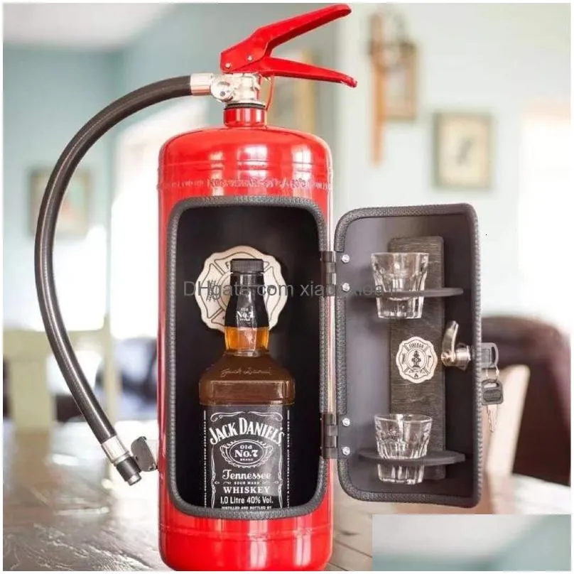 decorative objects figurines fire extinguisher shape wine box mini bar cabinet crafts ornaments decoration champagne liquor storage firemans gift