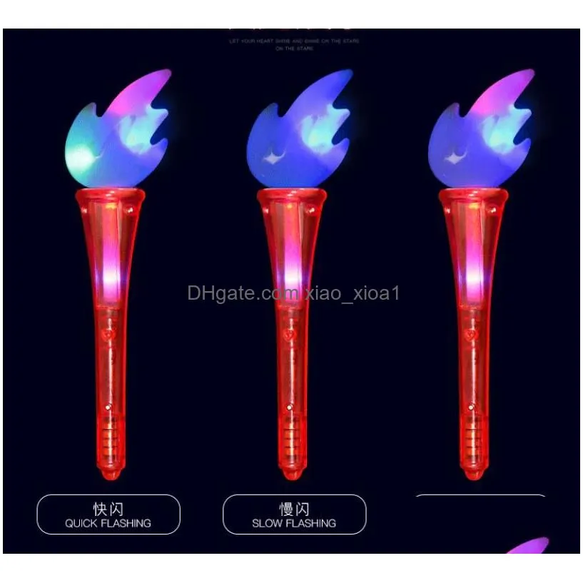 led glowing torch flash fire shape wands decoration halloween cosplay medieval luau themed sports competitions atmosphere props blue