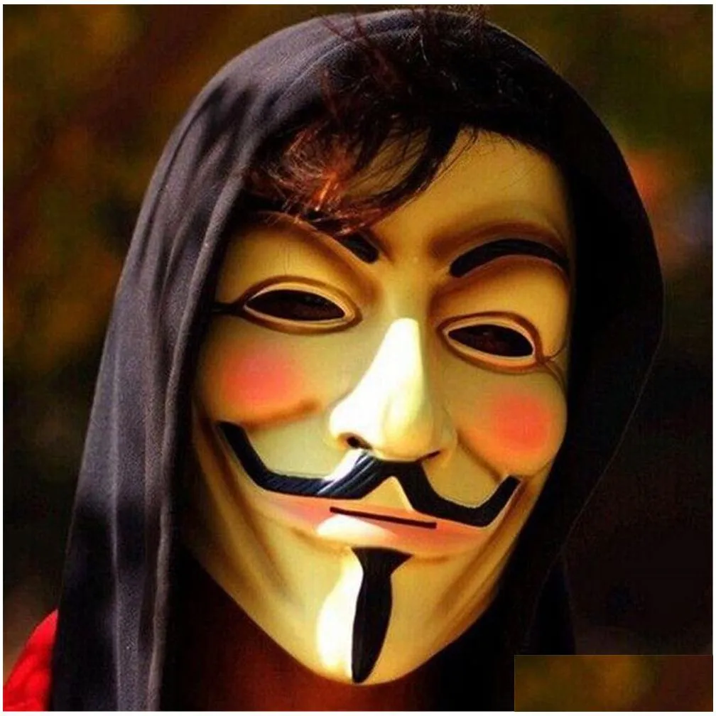 festive vendetta mask anonymous mask of guy fawkes halloween fancy dress costume white yellow 2 colors ph1