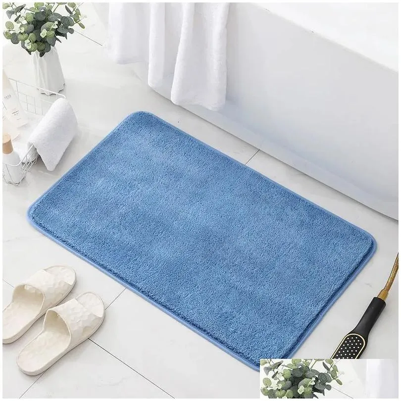 Carpet Solid Color Fluffy Bathroom Mat Anti slip Bath Carpets Doormat For Toilet Absorbent Floor Rug Beside Bathtub Wash Basin Washable