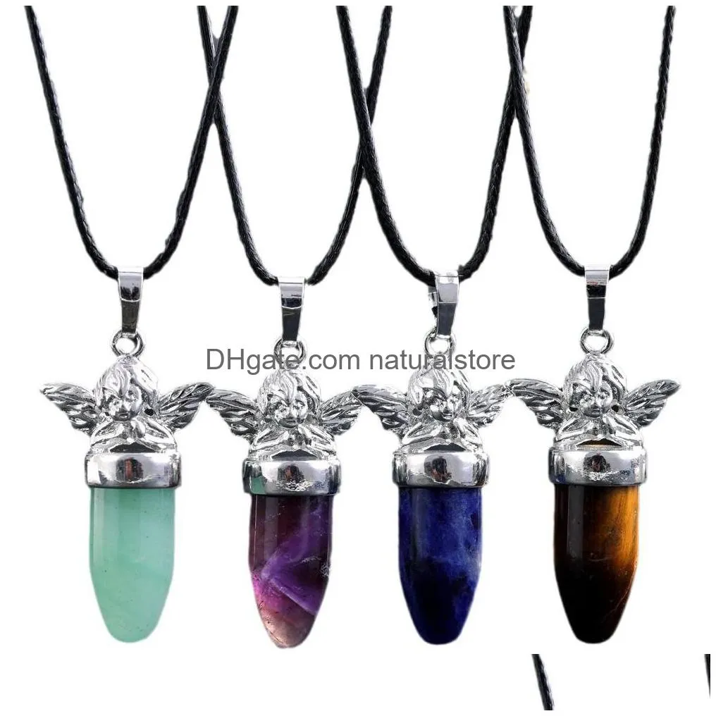 Charms Angel Charms Shape Cone Stone Healing Crystal So Pendum For Dowsing Divination Quartz Pendant Drop Delivery Jewelry Jewelry Fin Dhduf